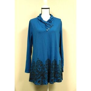 Gaharu Women's Teal Long Sleeve Polyester Blend Shirt Top XXL  New with Tags